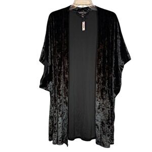 NWT VICTORIA'S SECRET Luxury Black Velvet Kimono, Open Front, Size M/L
